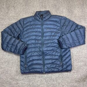 Marmot Jacket Mens Large Blue Down Puffer 600 Fill Full Zip Outdoor Hiking Warm